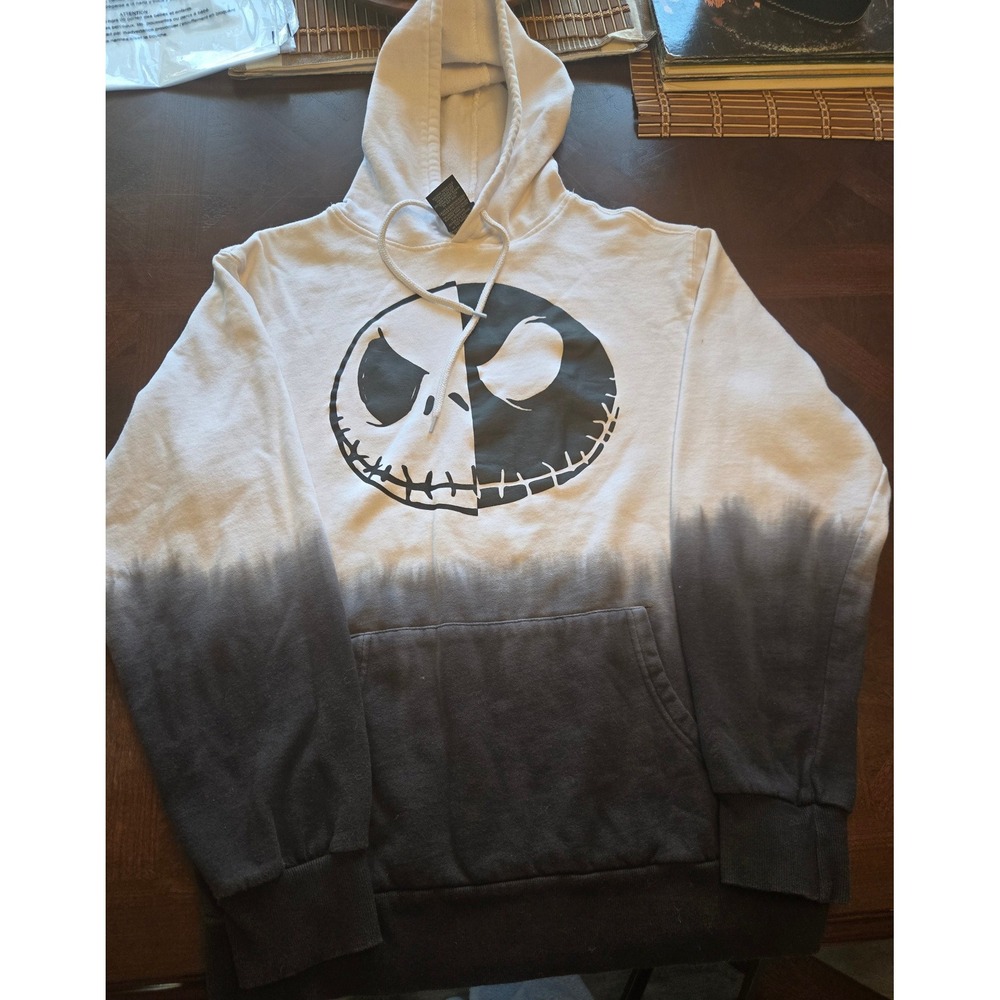 Disney Nightmare Before Christmas Jack‎ Skellington Ombre Hoodie White Black MD